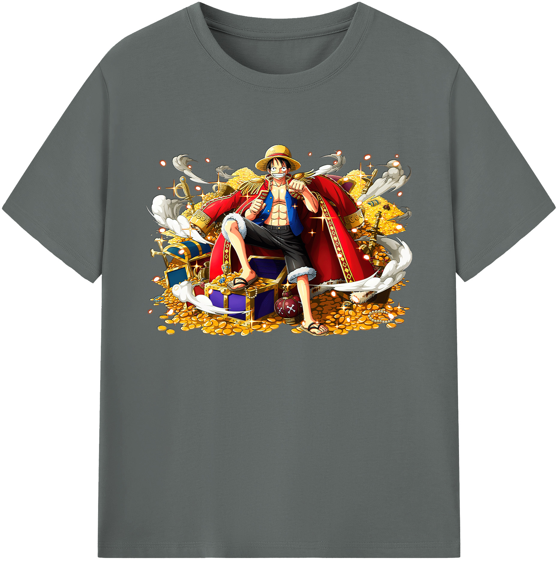 ワンピース モンキー・D・ルフィ ONE PIECE Monkey D. Luffy 綿100％ メンズ半袖Tシャツ｜肌触りやわらか＆通気性